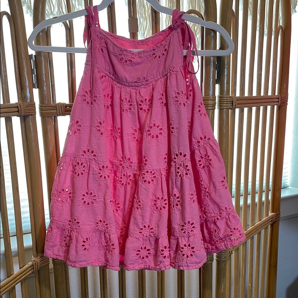 The Impeccable Pig Vibrant Pink Eyelet blouse